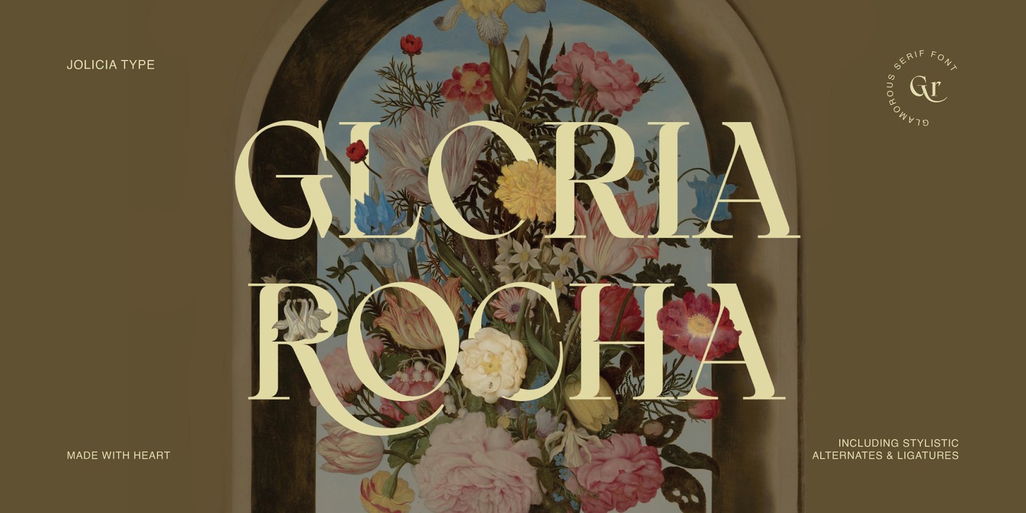 Beispiel einer Gloria Rocha Italic-Schriftart