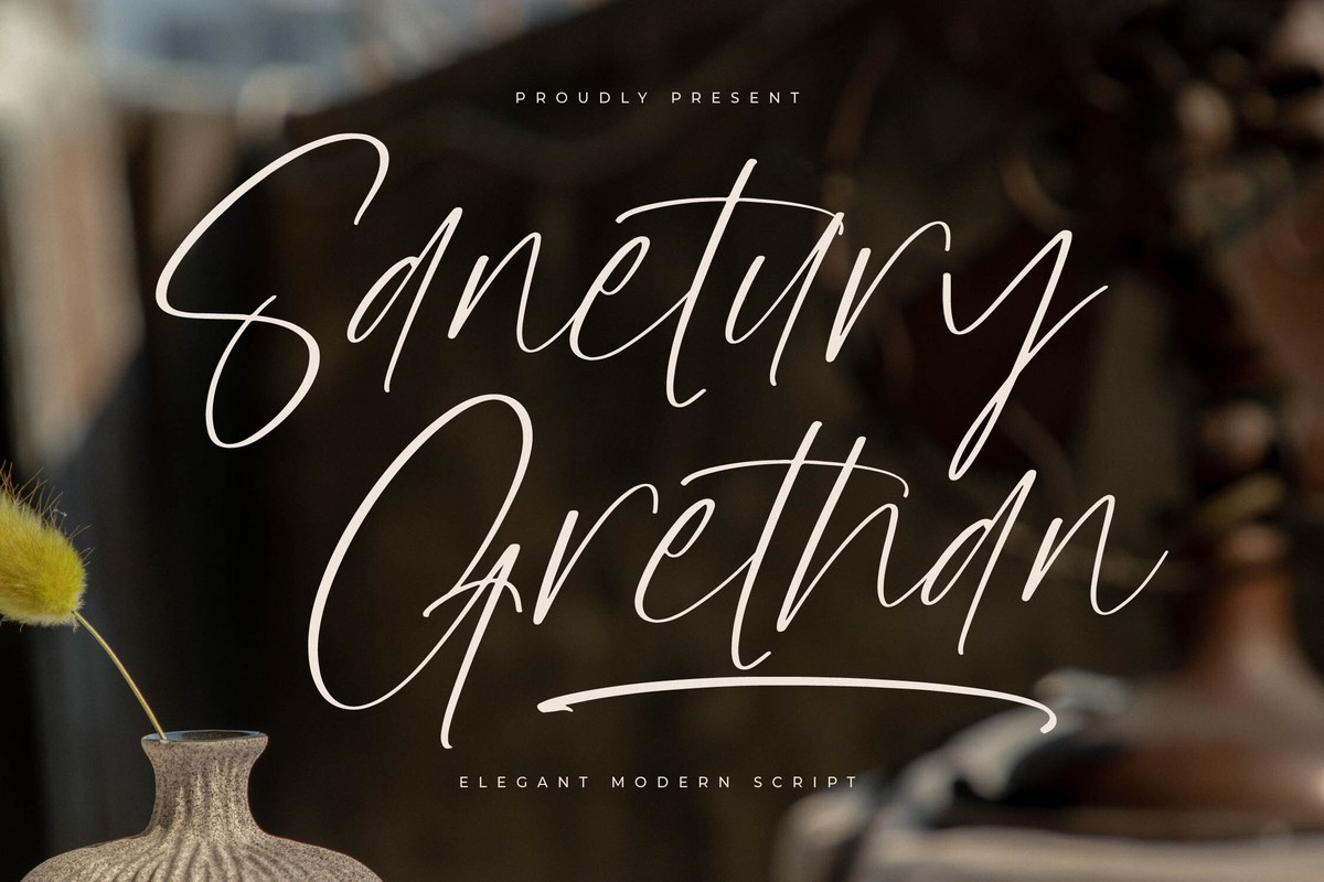 Beispiel einer Sanetury Grethan-Schriftart