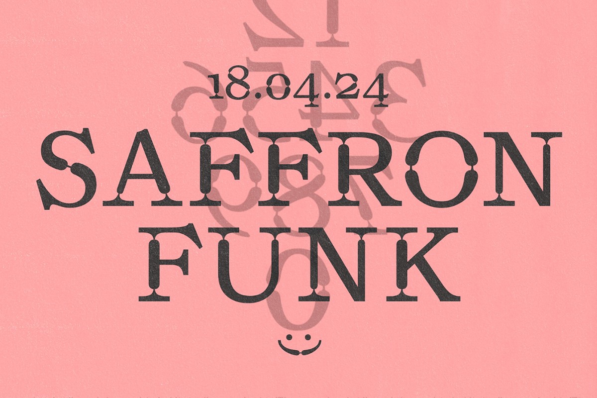 Beispiel einer Saffron Funk Regular-Schriftart