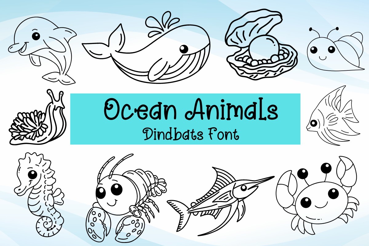 Beispiel einer Ocean Animals-Schriftart