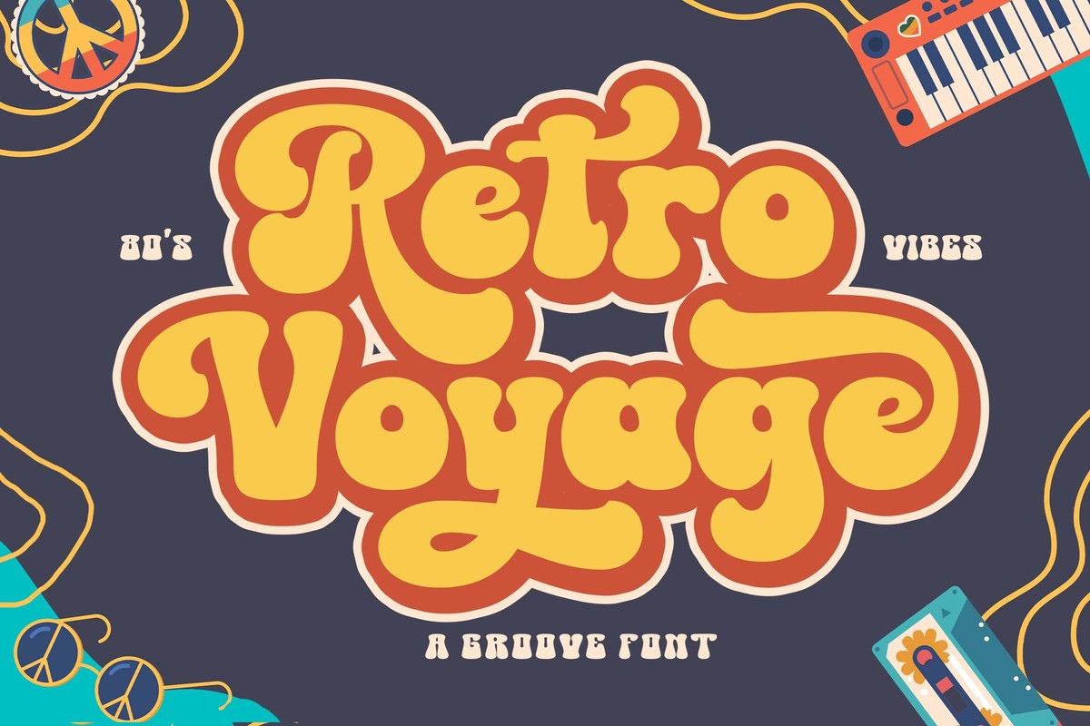 Beispiel einer Retro Voyage-Schriftart