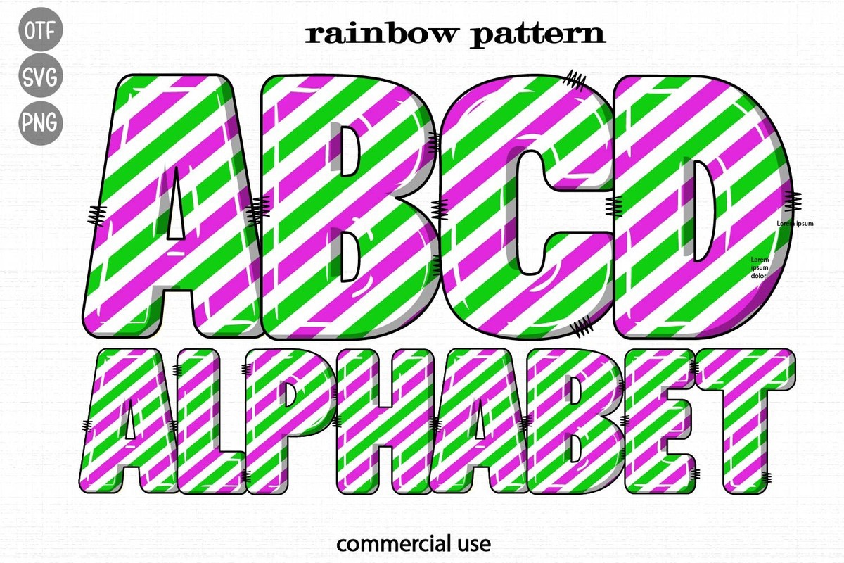 Beispiel einer Rainbow Pattern Regular-Schriftart