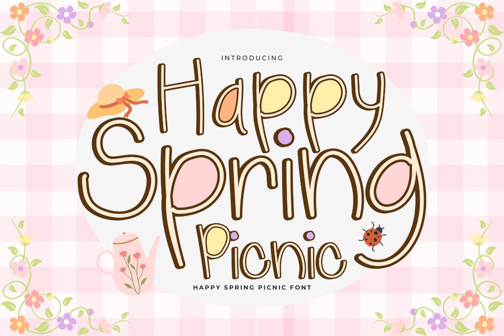 Beispiel einer Happy Spring Picnic Regular-Schriftart