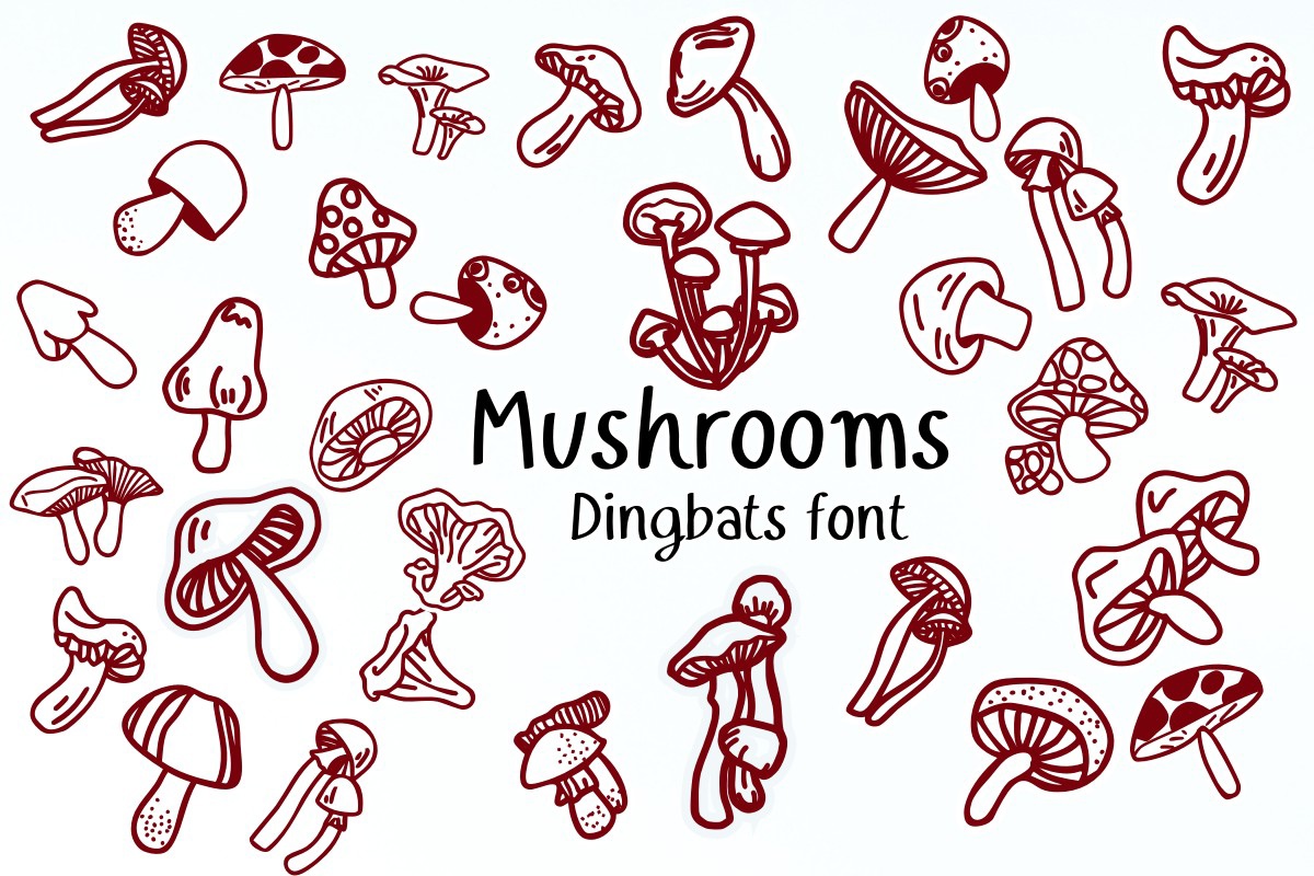 Beispiel einer Mushrooms Regular-Schriftart