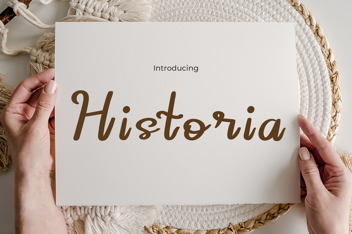 Beispiel einer Historia Regular-Schriftart