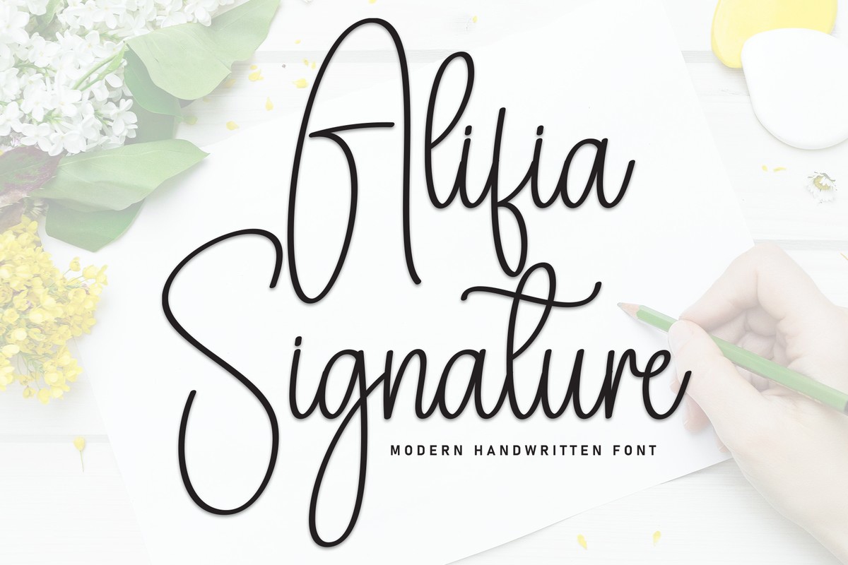 Beispiel einer Alifia Signature-Schriftart