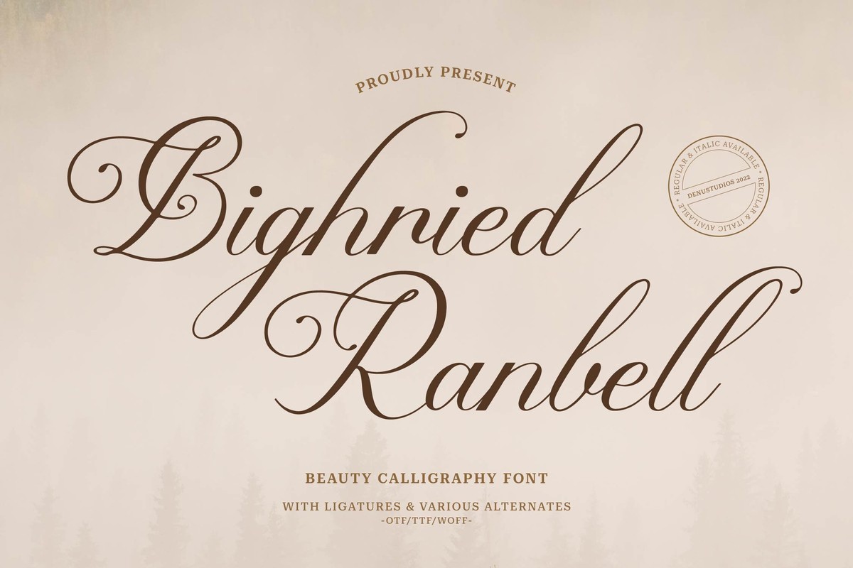 Beispiel einer Bighried Ranbell Regular-Schriftart