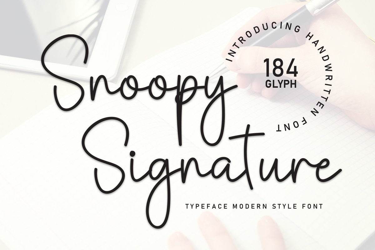 Beispiel einer Snoopy Signature-Schriftart