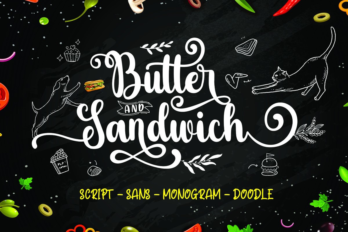 Beispiel einer Butter Sandwich Monogram-Schriftart