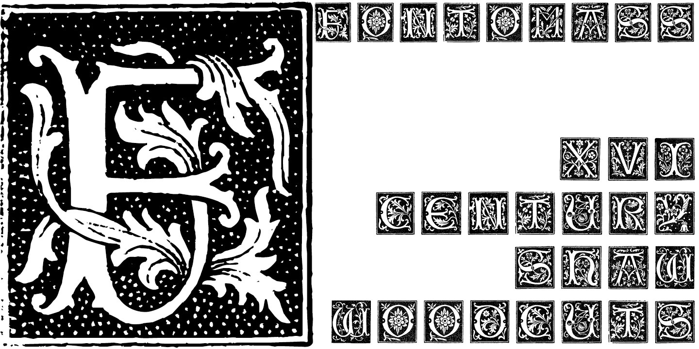 Beispiel einer XVI Century Shaw Woodcuts Regular-Schriftart