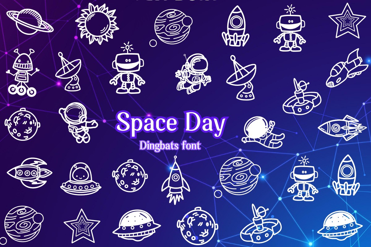 Beispiel einer Space Day Regular-Schriftart