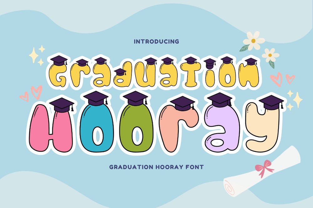 Beispiel einer Graduation Hooray Regular-Schriftart