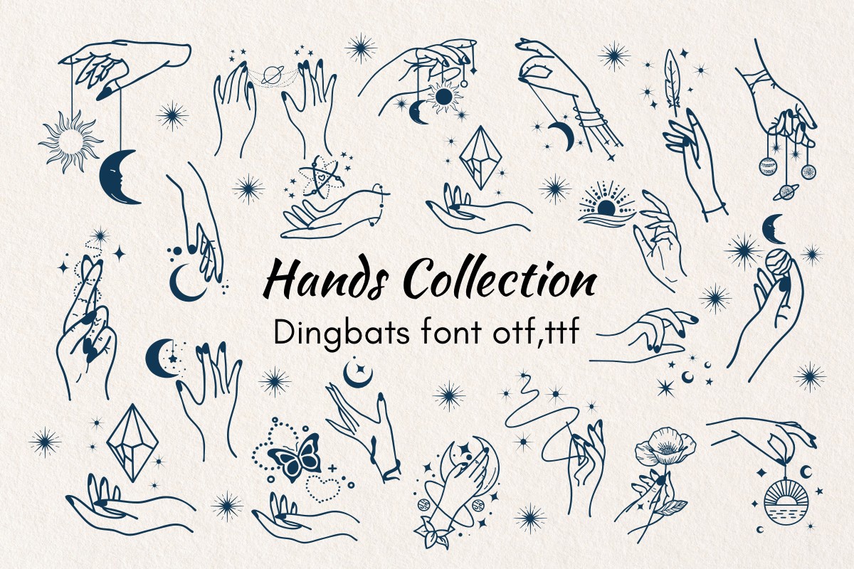 Beispiel einer Hands Collection Regular-Schriftart