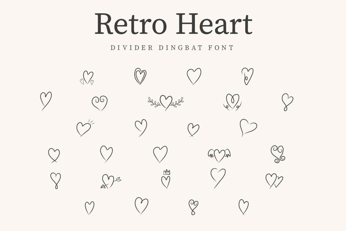 Beispiel einer Retro Heart-Schriftart