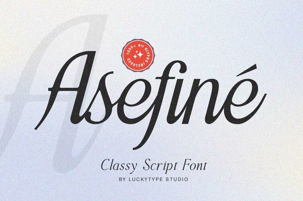 Beispiel einer Asefine Regular-Schriftart