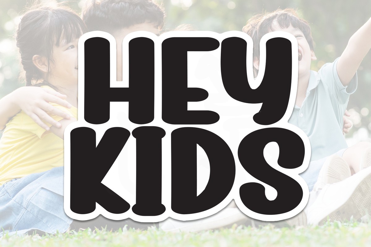 Beispiel einer Hey Kids Regular-Schriftart