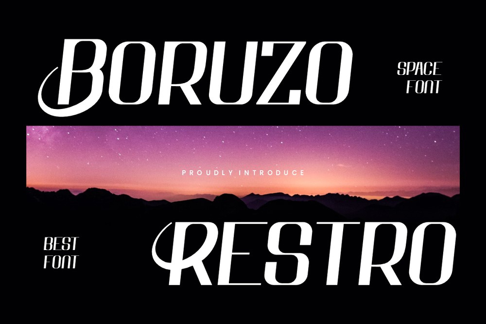 Beispiel einer Boruzo Restro Regular-Schriftart