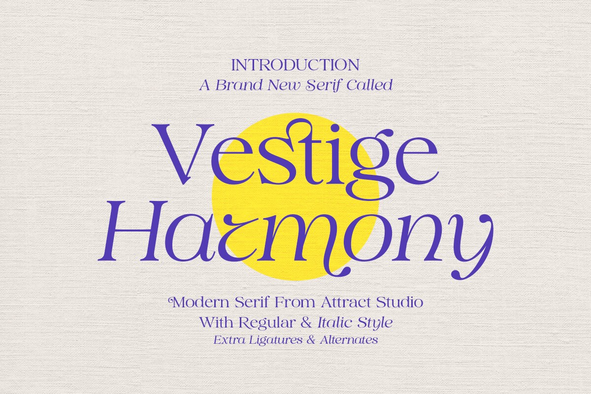 Beispiel einer Vestige Harmony Italic-Schriftart