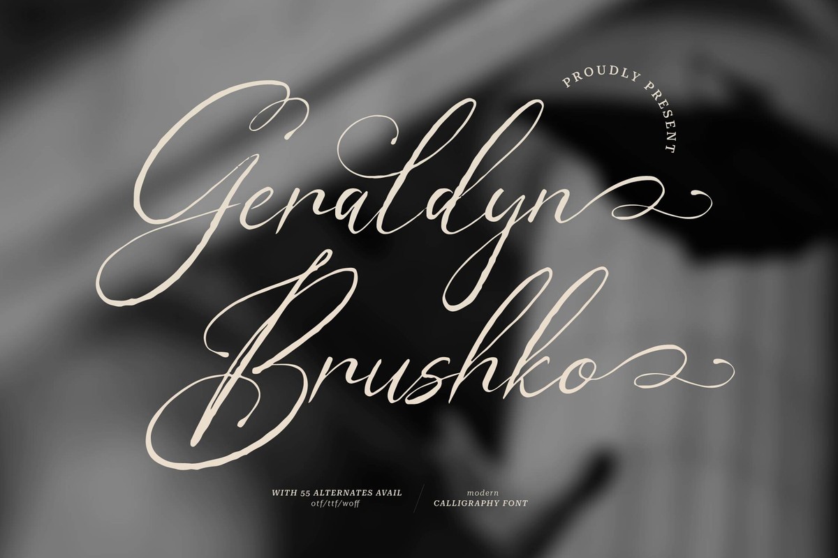 Beispiel einer Geraldyn Brushko Regular-Schriftart