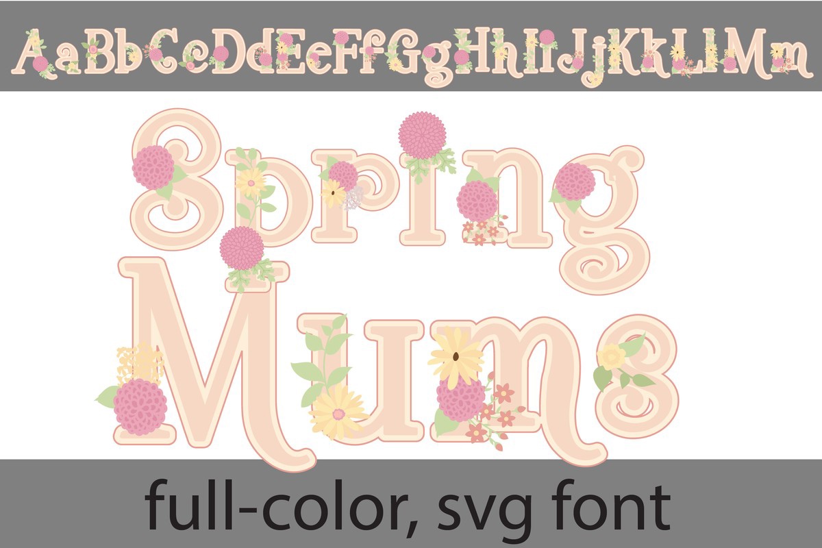 Beispiel einer Spring Mums CF-Schriftart