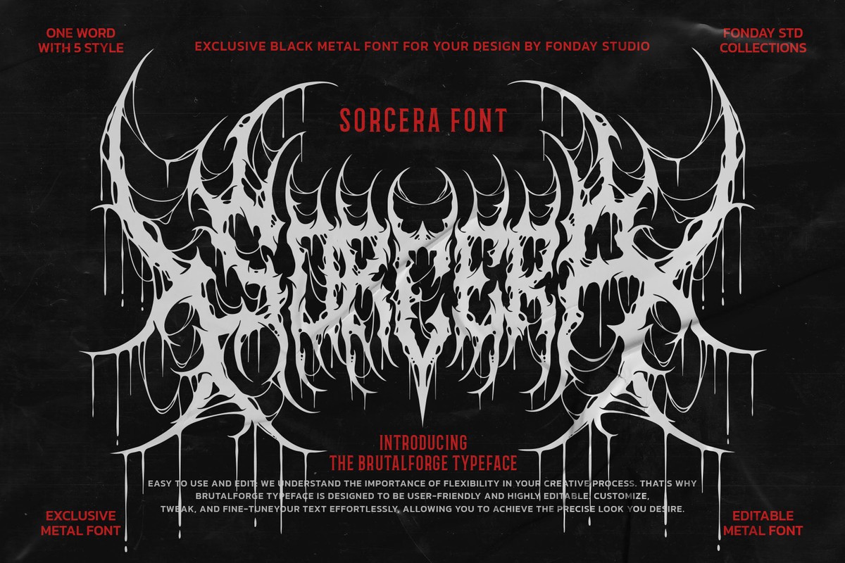 Beispiel einer Sorcera Death Metal Font-Schriftart