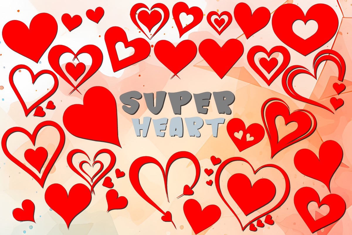 Beispiel einer Super Heart-Schriftart