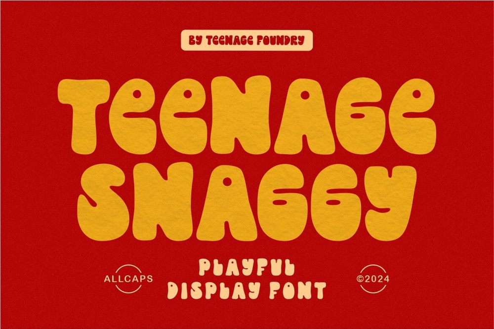 Beispiel einer Teenage Snaggy-Schriftart