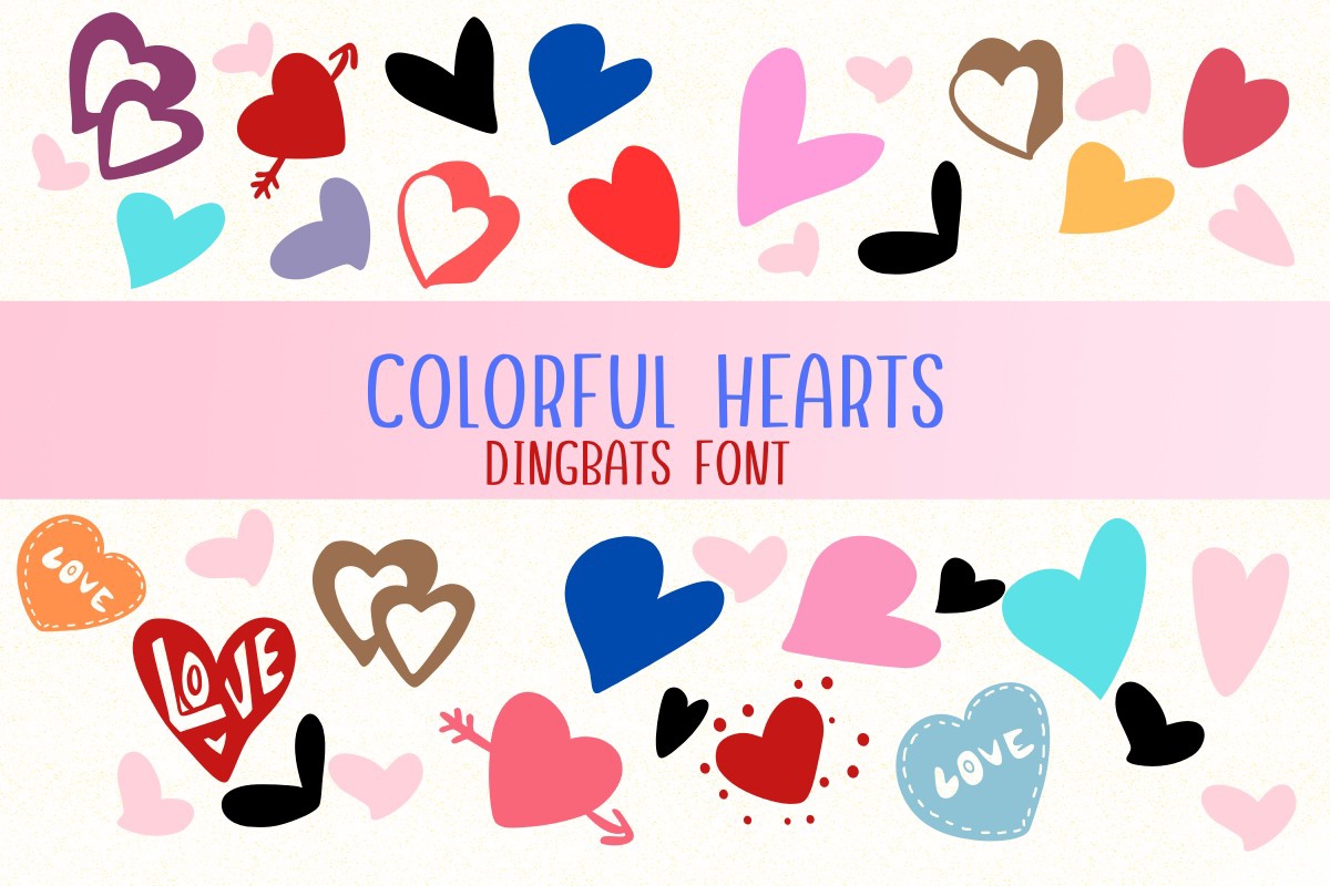 Beispiel einer Colorful Hearts-Schriftart