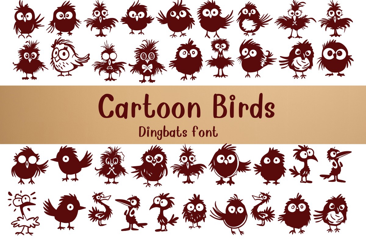 Beispiel einer Cartoon Birds Regular-Schriftart