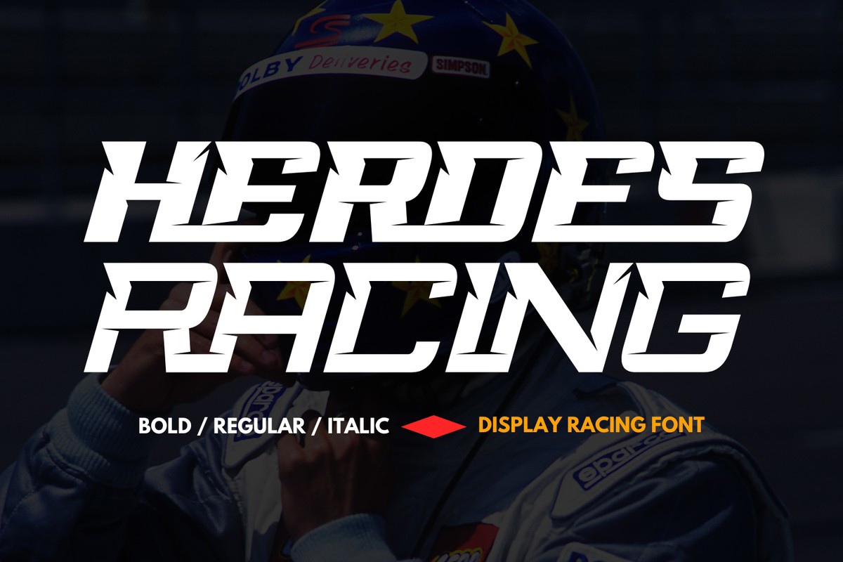 Beispiel einer Heroes Racing Bold Italic-Schriftart