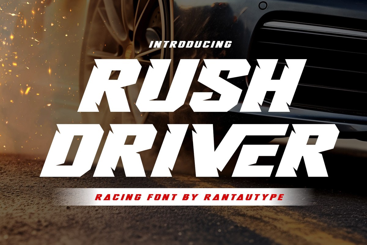 Beispiel einer Rush Driver Regular-Schriftart