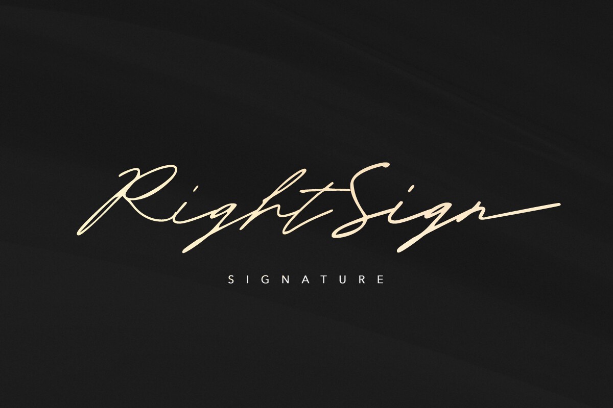 Beispiel einer Right Sign Bold-Schriftart