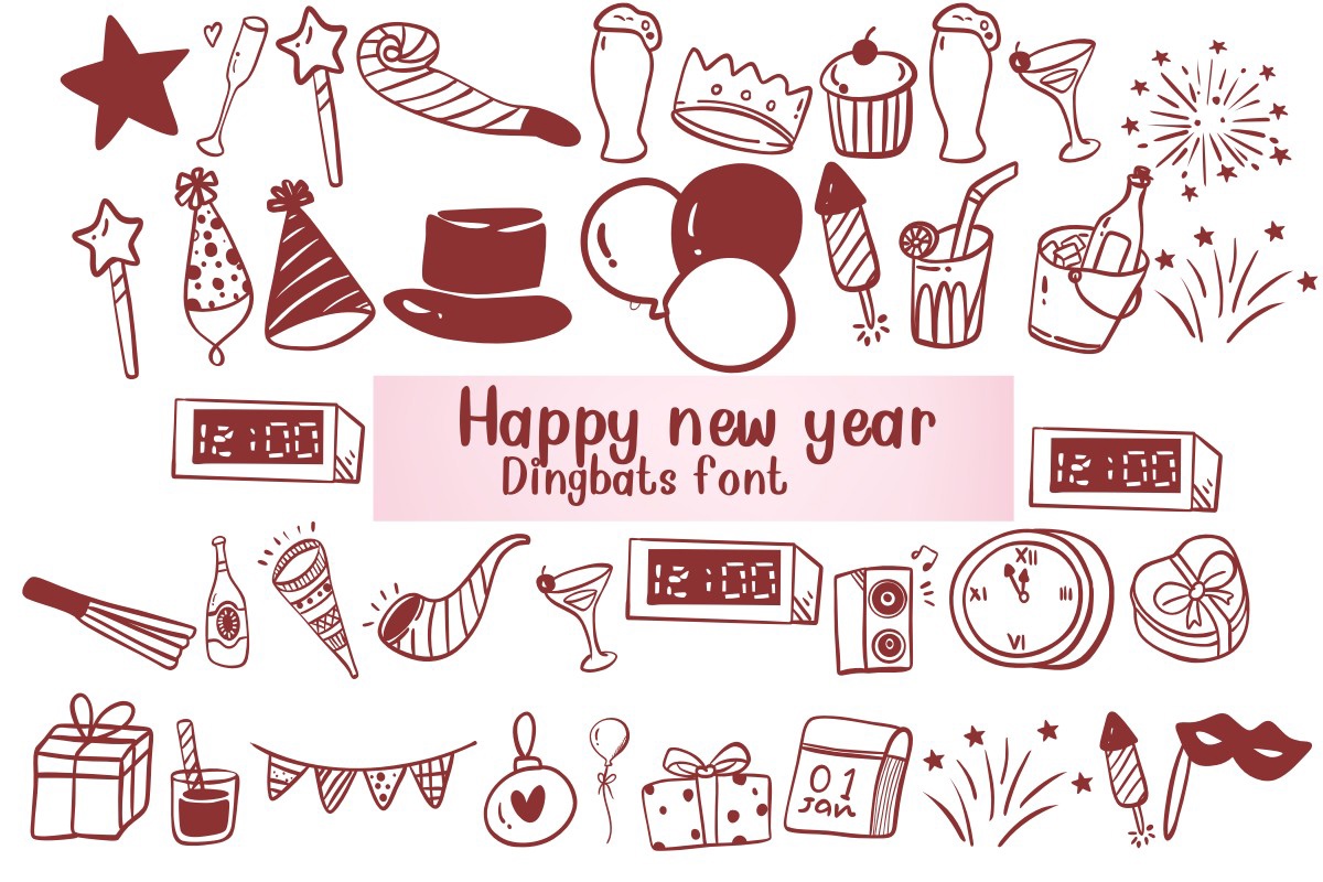 Beispiel einer Happy New Year-Schriftart