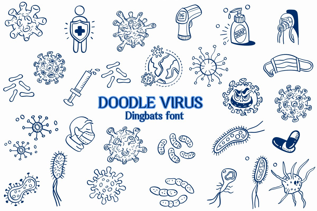 Beispiel einer Doodle Virus-Schriftart