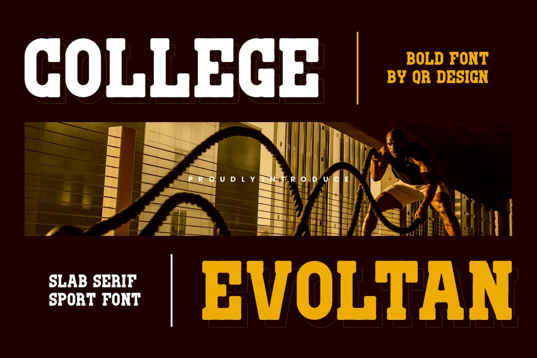 Beispiel einer College Evoltan-Schriftart