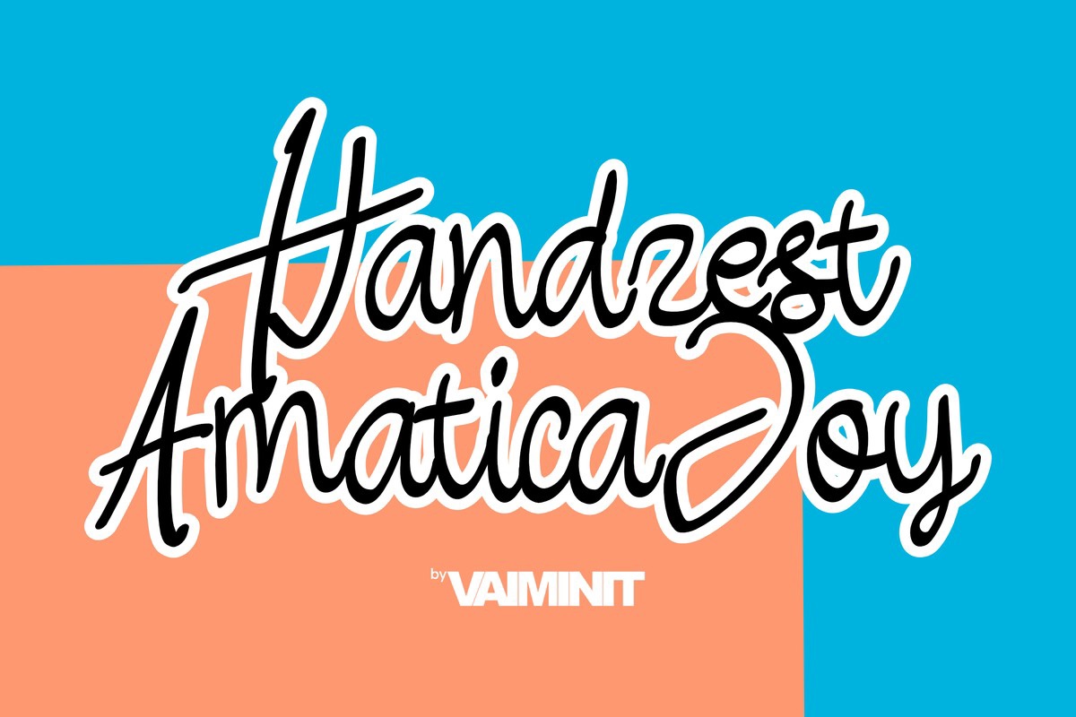 Beispiel einer Handzest Amatica Joy-Schriftart