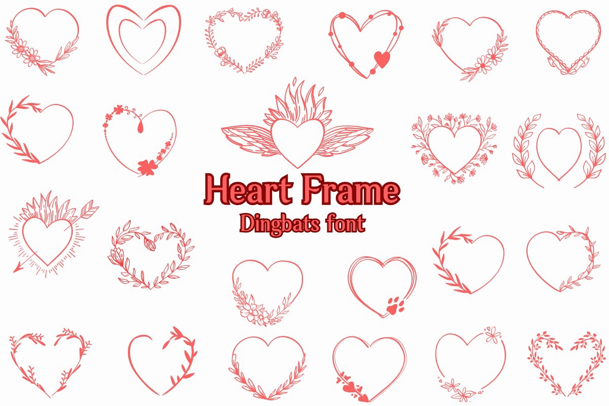 Beispiel einer Heart Frame-Schriftart