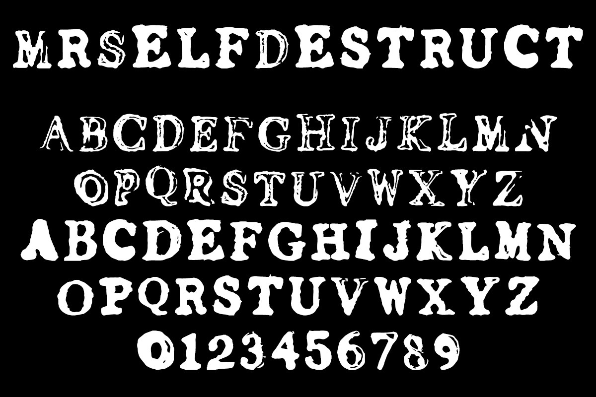 Beispiel einer Mr Self Destruct Regular-Schriftart