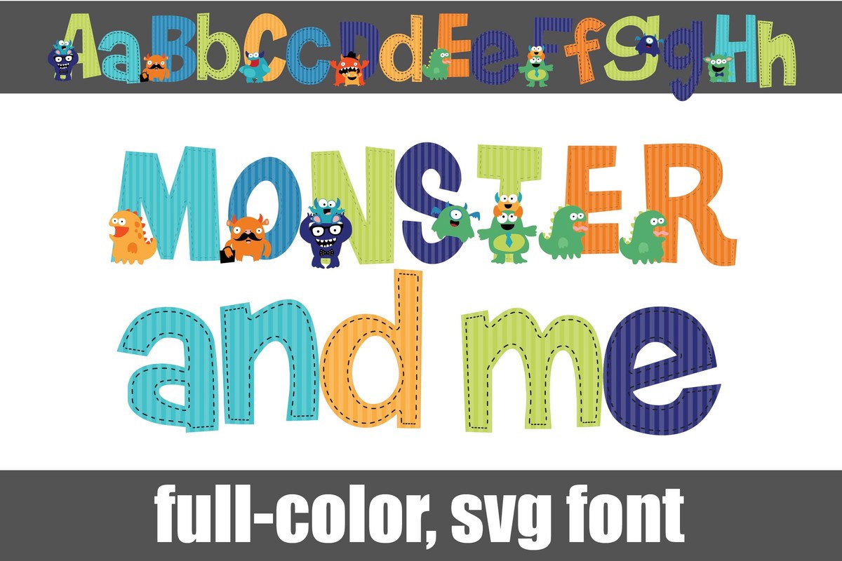 Beispiel einer Monster And Me CF Regular-Schriftart